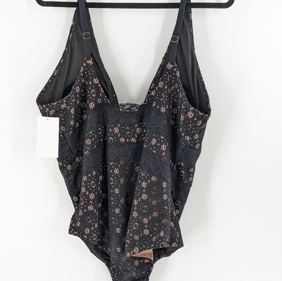 MeetCurve Black Sexy Lace Plunge One Piece Plus Size Swimsuit 3XL - Picture 6 of 7